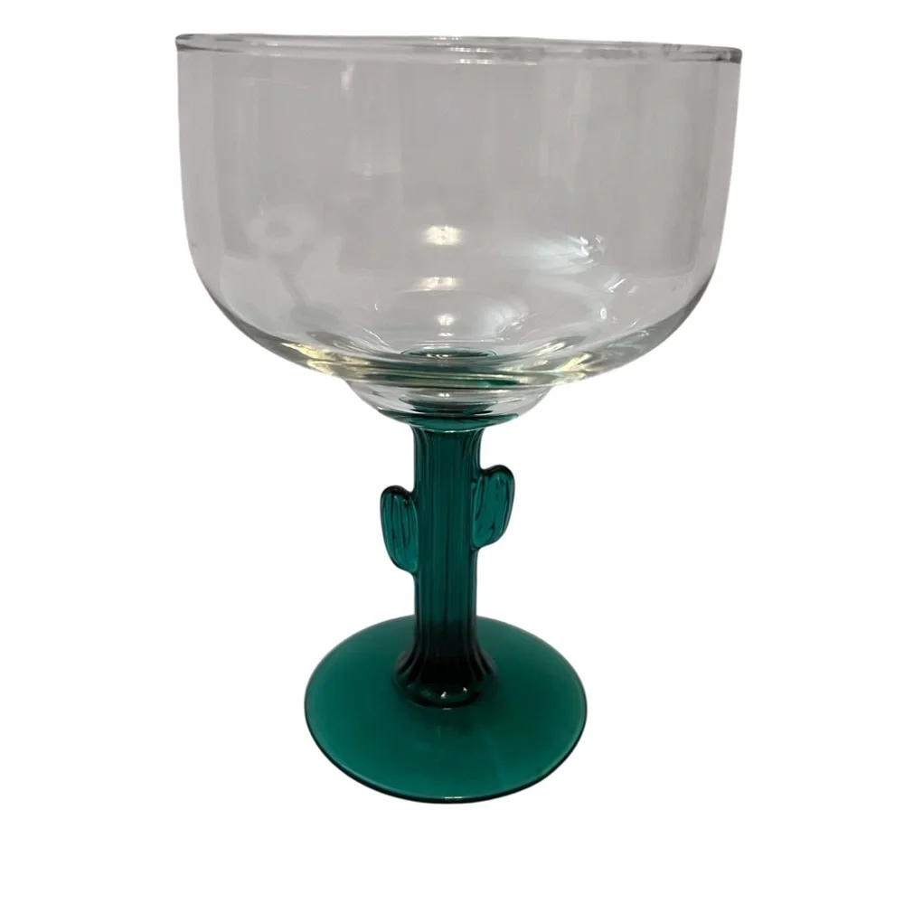 Libbey Cactus Margarita Glasses Set of‎ 2 Green Stem Southwestern Barware